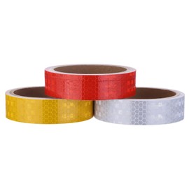 sourcing map Reflective Tape, 25mm x 3 Meters, 9.8ft Outdoor Waterproof Warning Tape for Bikes, RV, and Boat Striping Marking, Yellow, White, Red, 3 Roll
