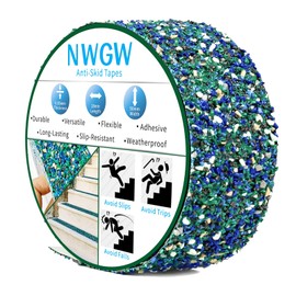 NWGW Waterproof Tape for Pools, 2" x15FT Heavy Duty Anti Slip Stair Treads Outdoor Tape Non-Slip Rubber Grip Tape Shower Strips Slip Resistant Tape Traction Tape for Stairs Showers Bathroom Trails