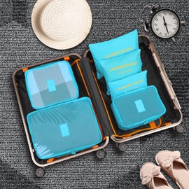 WOWTOY 6PCS Packing Cubes for Travel Luggage Organiser Bag Compression Pouches Clothes Suitcase, Packing Organizers Storage Bags for Travel Accessories, Light Blue