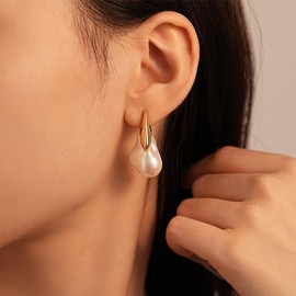 Jugielu Vintage Baroque Pearl Dangle Earrings large Gold Pearl Drop Earrings Irregular Pearls Earring Wedding Bridal Earring fireball pearls Jewelry for Women