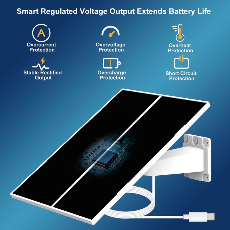 AQUZO 6W Solar Panel Charger for Outdoor Security Camera