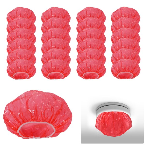 50pcs Smoke Detector Cover, Reusable Plastic Stretch Elastic Thickened Alarm Dust Cover Fire Alarm Cap for Home Kitchen Cooking Baking (Red)