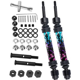 RCMYou RC Rear Drive Shaft CVD & Front Axles Upgrades Part for 1/10 Rustler VXL 2WD,Stampede VXL 2WD,Stainless Steel #45 Driveshaft with Hex,Colorful