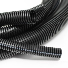 Electriduct 2" Nylon Wire Loom Split Conduit Slit Flexible Corrugated Tubing with Marker - 50 Feet - Black