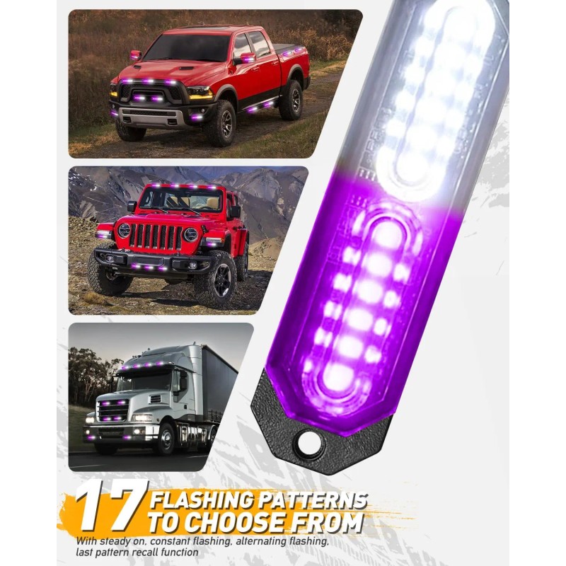1200T Emergency Strobe Grille Lights 8pcs 12 LED Sync Safety