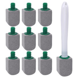 10pcs Pumice Stone Toilet Cleaner with 1 Long Handle, Toilet Bowl Stain Cleaner to Clean Grease Durable Pumice Toilet Cleaner Toilet Pumice Stone Cleaning Block for Toilet Bathtub Sink Kitchen