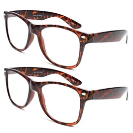 2 Pairs Retro Square Trendy Style Reading Glasses - Comfortable Readers Magnification With Spring Hinge (Tortoise, 1.00)