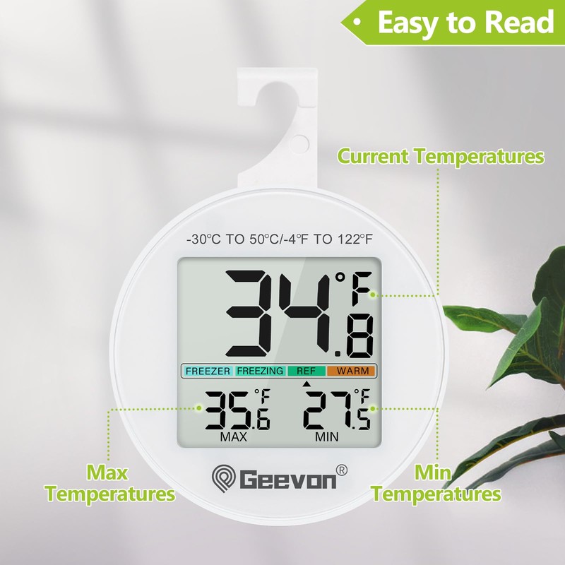 Geevon Small Digital Refrigerator Thermometer 8 Pack, IP65 Waterproof Commercial