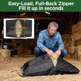 HAYSRMAN Hay Bags for Horses Slow Feed,Heavy Duty Oxford Fabric with Widening Side Design, Full Back Zipper & Adjustable Strap for Easy Filling, Hanging and Clean Eating New Version