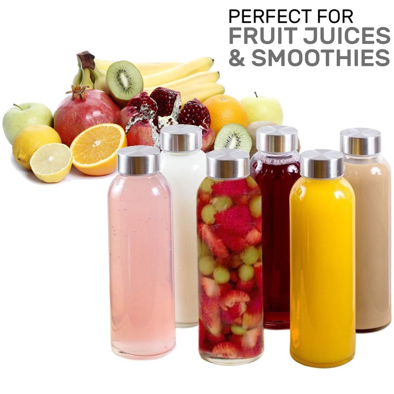 Brieftons 18 Oz Clear Borosilicate Glass Water Bottles With Caps,