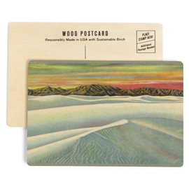 New Mexico, View of the Rippling White Sands near Alamogordo (4x6 Birch Wood Postcards, 2-Pack Stationary, Rustic Home Wall Decor)