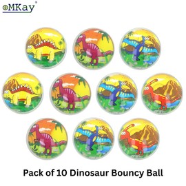 eMKay® Pack of 10 Dinosaur Bouncy Balls – Jet Balls (3.3cm) – 4 Assorted Designs – Party Bag Fillers, Loot Bag Prizes & Fun Toys for Kids