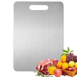 Stainless Steel Cutting Board, Titanium Cutting Board, Cutting Boards for kitchen, Cutting Boards Double Sided for Kitchen, Meat Fruit & Vegetable (13.4x9 inch)