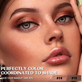 FOCALLURE 2PCS No Crease Eyeshadow Stick,Shimmer and Matte Cream Eyeshadow Pencil Crayon,Long Lasting Waterproof Eye Brightener Stick With Blending Brush,Alloy Steel