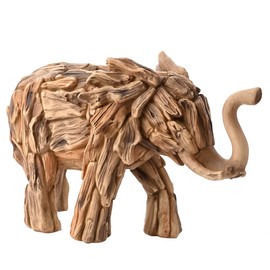 Widdop and Co. - Naturecraft - Driftwood Collection - Wood Effect Standing Elephant Statue/Figurine/Decorative Ornament - Homeware For Animal Lovers & Wildlife Enthusiasts.