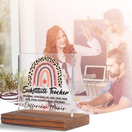 Substitute Teacher Clear Desk Decorative Sign, Appreciation Gift for Women Men, Thank You Gifts for Classroom Coverage, Christmas, Birthday, End of School Year TZ251
