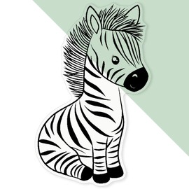 'Cute Baby Zebra Sitting' Clear Sticker Decal – Waterproof Film for Windows, Cars, Walls & Crafts, XL (460mm) (DC00140291)