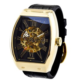 Daniel & Douglas DD8808 Men's Analog Watch, Automatic Winding, Hand-wound, Skeleton Brand,, black/gold, Classic