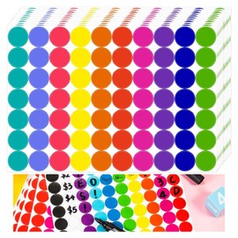 Sticky Labels Coloured Sticky Coloured Dots, 2100 Pcs Colourful Round Coding Circle Dot Labels Stickers for Price Lable,Charts Mark, Funny DIY(10 Colours)