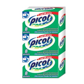 Sal de Uvas Picot, Effervescent Powder Solution, Antacid, 0.17 Oz, 3-Pack of 8 Packets, 3 Boxes.