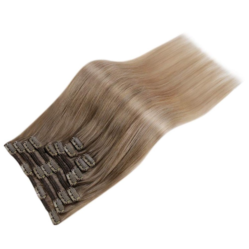 Fshine Clip in Hair Extensions Human Hair Remy Natural Hair