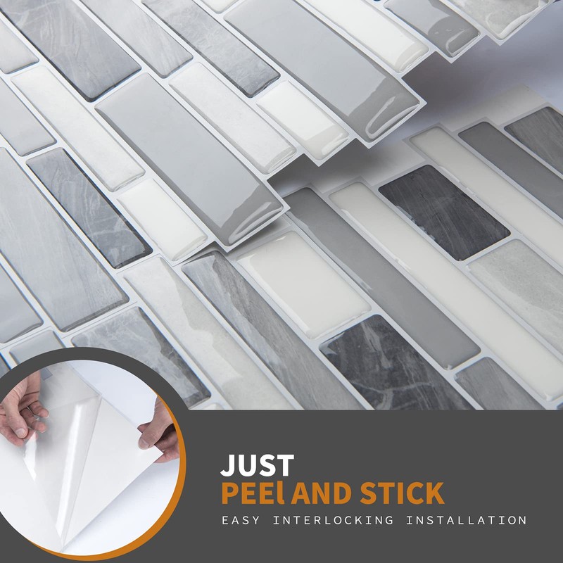 WOWSTAR 10-Sheet Peel and Stick Backsplash Tile for Kitchen Wall,