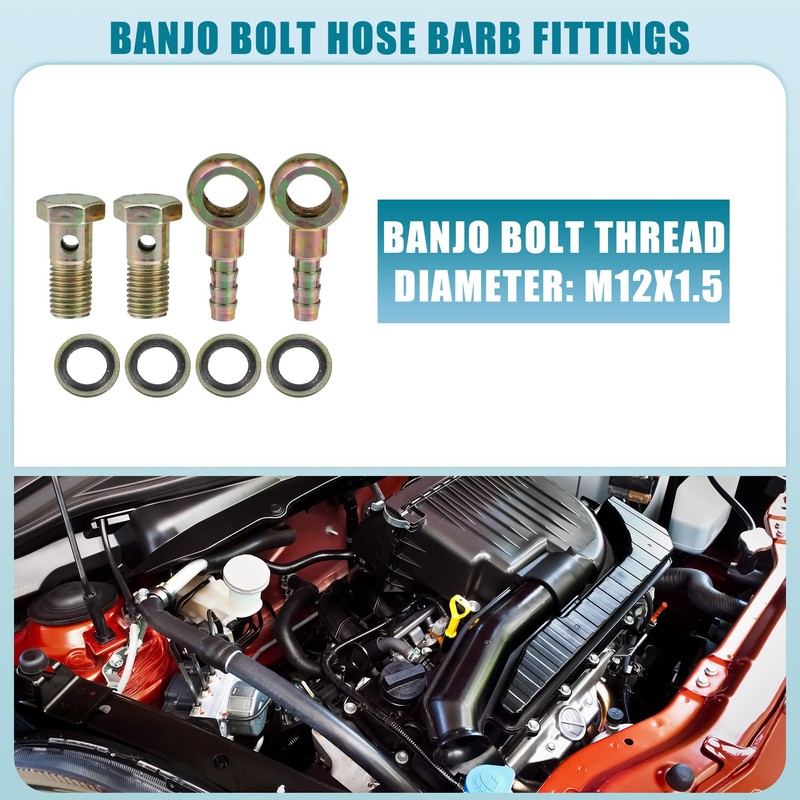 A ABSOPRO Banjo Bolt M12x1.5 8mm Banjo Hose Barb Bolt