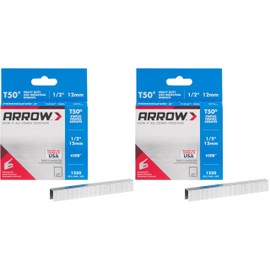 Arrow 508 Heavy Duty T50 1/2-Inch Leg Length, 3/8-Inch Crown, Staples for Upholstery, Construction, Furniture, Crafts, 1250 Count(Pack of 2)