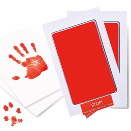Ieron 2 Pcs Clean Touch Ink Pad for Baby Handprint and Footprint Different Size Kit Pet Paw Print Kit Inkless Hand and Foot Stamp Clay (Red)