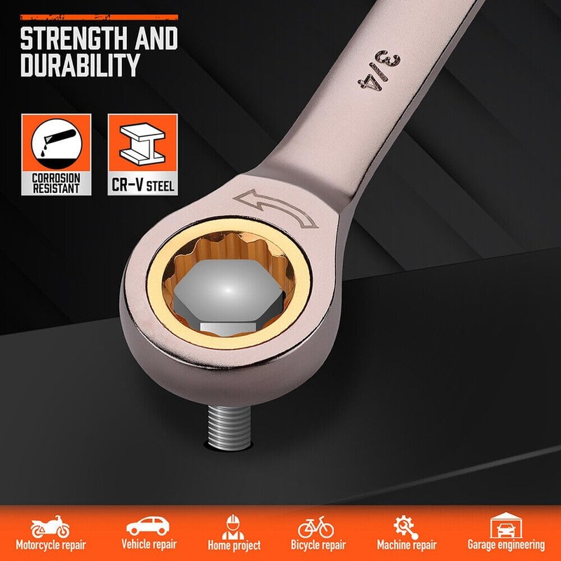 HORUSDY Ratchet Spanner, 13MM Metric Wrench Ratcheting Combination Wrenches 72-Teeth,