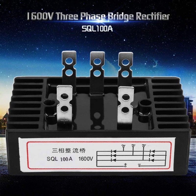 Fafeicy SQL100A Three Phase Diode Bridge Rectifier, 1600V Black Three