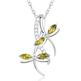 JIYVY32 Dragonfly Necklaces for Women White Gold Plated Peridot August Birthstone Pendant Necklace Anniversary Valentine Mothers Day Jewelry Gifts