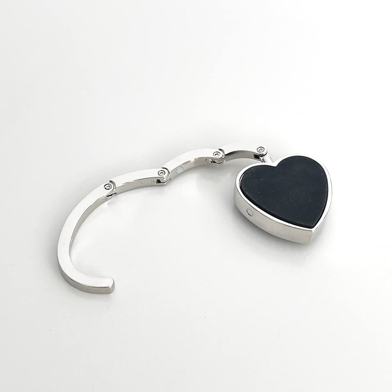 Wrapables Heart Shaped Purse Hook Hanger with Rhinestones, Black