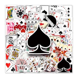 Poker Ace Clothing Stickers Poker Cards Stickers Pack of 50 Skateboard Graffiti Stickers Motorcycles Bicycle Snowboard Luggage Laptop Car Suitcase for Children and Teenagers Waterproof Vinyl Stickers