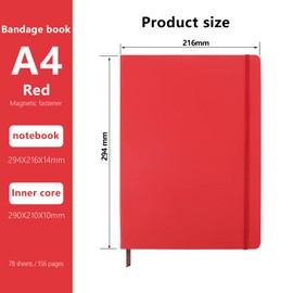 A4 Notebook, Notebook A4 Note Book A4 Notepad The Notebook for School Office Home Business Writing Pads & Diaries Taking 160 Pages (80 Sheets)-Red