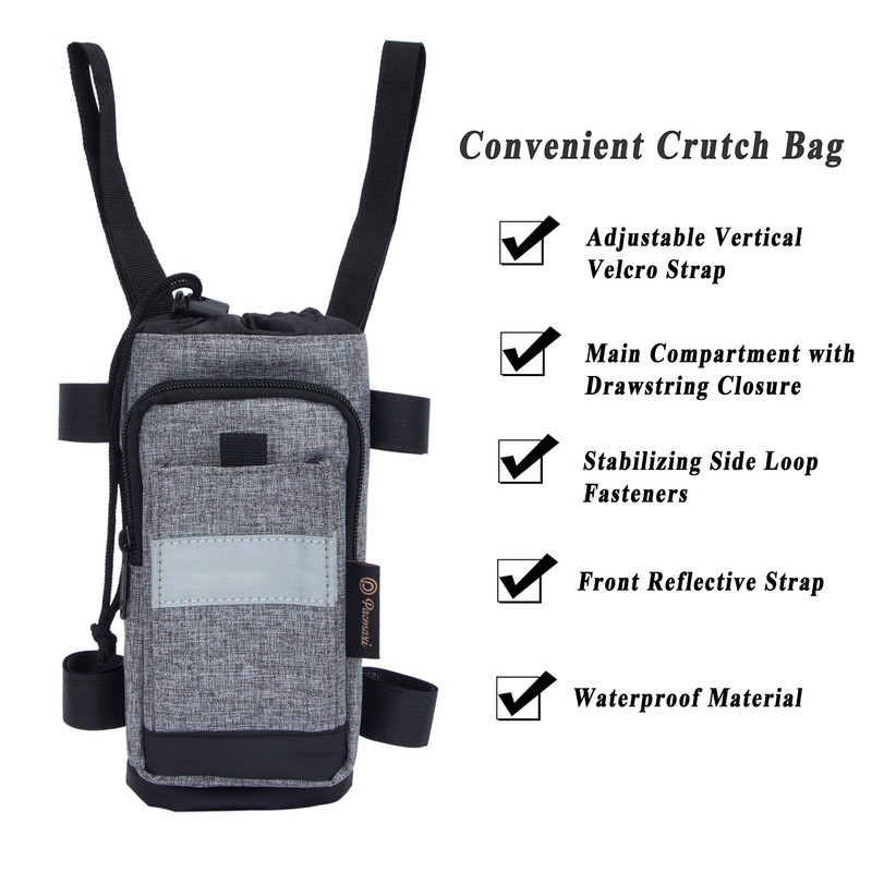 Crutch Bag Lightweight Crutch Accessories Storage Pouch with Reflective Strap