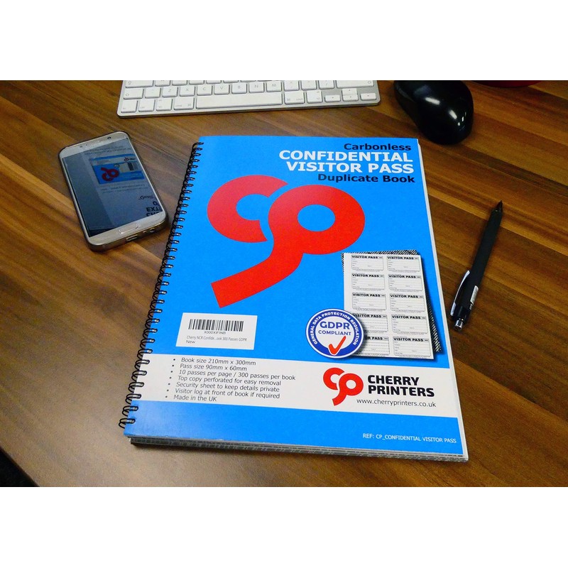 Cherry NCR Confidential Visitor Pass 90mm x 60mm Duplicate Book