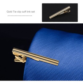 Set of 3 Men's Tie Clips and Cufflinks Set Business Shirts Tie Clip Tie Pin Tie Pin Gift for Wedding Party Business Meeting Gold, gold