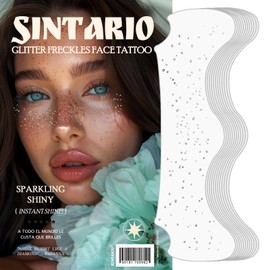 Silver Glitter Freckles Face Tattoo, Makeup Patch - Freckle Makeup, Faux Freckles Waterproof Temporary Tattoos Cute Glitter Makeup Accessories For Women - 12 Pcs (Silver, 5#)