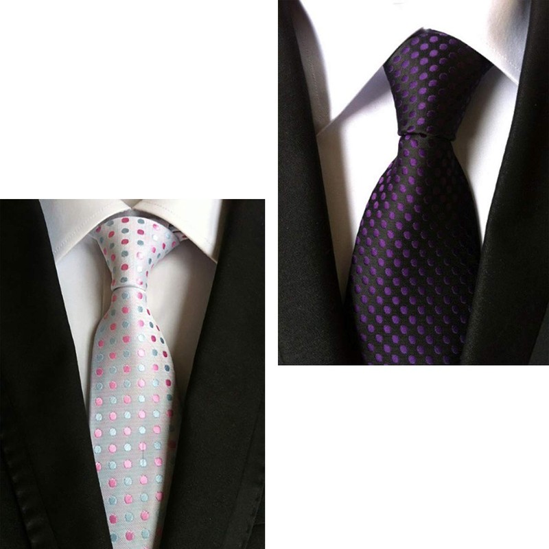 WHITE FANG NC022 Men's Necktie, Polka Dot, Solid Suit, Business,