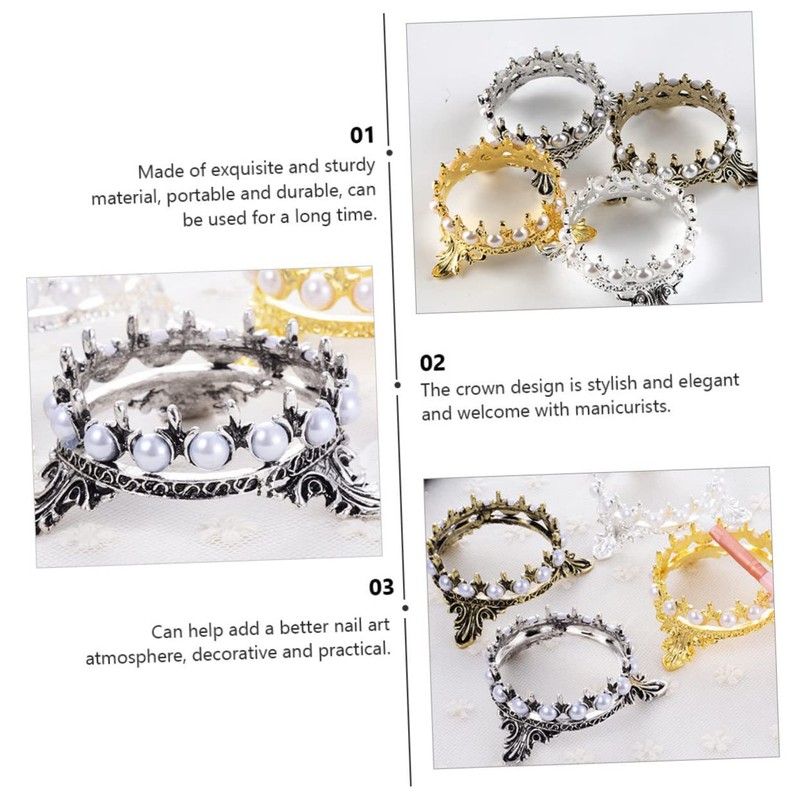 Baluue 2pcs Elegant Nail Art Pen Rack Creative Manicure Brush