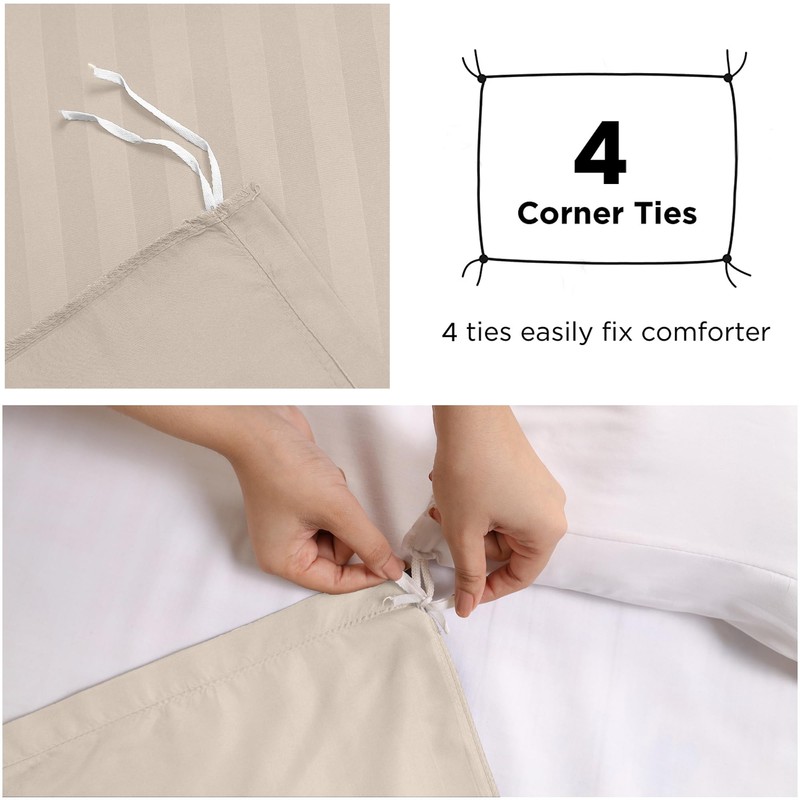 Imperial Rooms Single Duvet Cover Set Reversible Stripes Satin Bedding