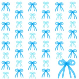 Yeaqee 4 Pcs Blue Bow Hanging Garland Banner, Blue Bow Banner Party Decorations for Coquette Bachelorette Party, Coquette Birthday Decor, Baby Shower, Bridal Shower, Bowtie Decor