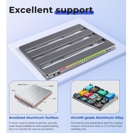 Vangoa Vangoa Guitar Pedal Board with Isolated Power Supply, PD-M Aluminum One-Piece-Bent Portable Folding Powered Guitar Pedalboard with Premium Backpack-style Bag, Medium, 18"x13.5", 3.4lb, Gray