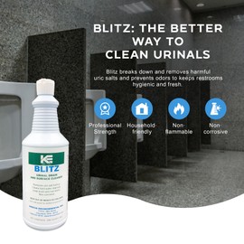 KINZUA ENVIRONMENTAL Blitz Professional Urinal Cleaner, Replaces Harsh Acids, Toilet Bowl & Urinal Drain Cleaner, Safe Urine Remover Formula for Pipes, 32 fl oz