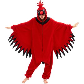 vavalad Cardinal Costume, Adult Animal Onesie with Wings, Funny Costumes for Women, Couple Costumes