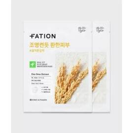 FATION 파티온 리얼 핏 쌀겨 브라이트닝 마스크 2매 2033683 Pation Real Fit Rice Bran Brightening Mask 2 Sheets 2033683