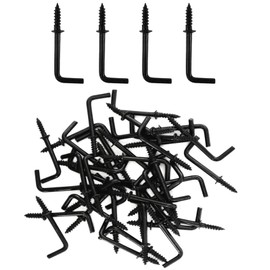 IDEALSV Black 7/8 Inch 1 Shape Screw Hooks, L Shape Hanging Hook, 7 Shape Right Angle Medal Hooks (40 Pack)
