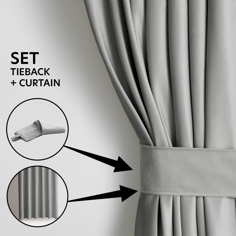 AmeliaHome Curtain Velvet Look Pack of 1 Velvet blackout curtain,