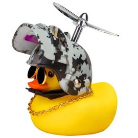 wonuu Rubber Duck Car Ornaments Yellow Duck Car Dashboard Decorations with Propeller Helmet